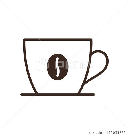 Coffee mug linear icon isolated on white background. Hot drink cup vector illustration. Coffee shop design element. Cafe or restaurant menu corporate identity. Coffee house outline web pictogram. 115053222