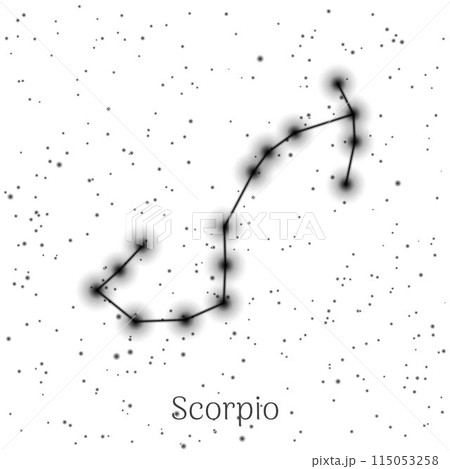 Sign zodiac scorpio, white sky background, realistic. Astrological symbol of materialism, mysticism and humanism. Vector illustration of ancient sacral image Sign zodiac scorpio, white sky background, realistic. Astrological symbol of materialism, mysticism and humanism. Vector illustration of ancient sacral image 115053258