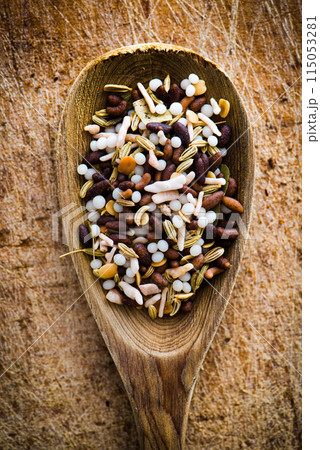 spices in a spoon spices in a spoon 115053281