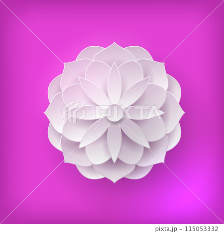 Paper volume flower light background. Paper volume flower on a pink background for designers and illustrators. A bulk plant in the form of vector illustration 115053332