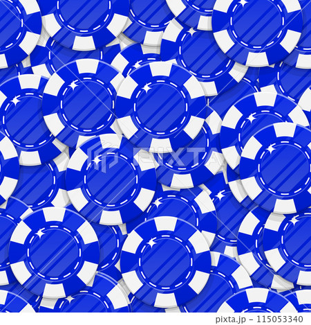 Blue casino chips seamless pattern. Background of casino green chips as a pattern for designers and illustrators. Backdrop of green bets in the form of vector illustration 115053340