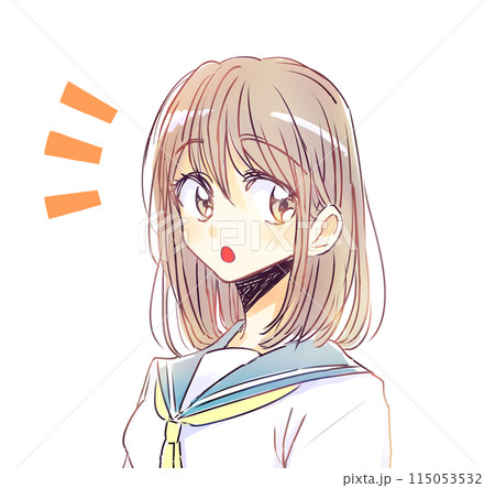 ゆるい女子学生　茶髪　気付く 115053532