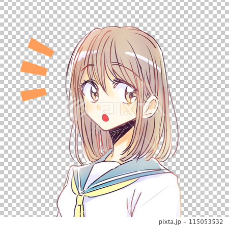 ゆるい女子学生　茶髪　気付く 115053532