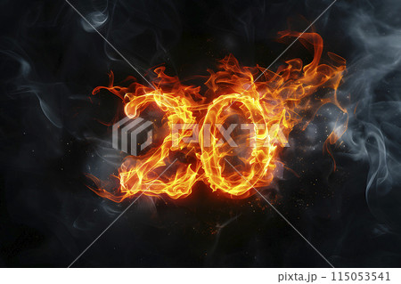 number 20 on fire at night, generative AI 115053541