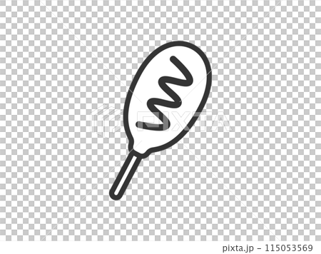 アメリカンドッグのアイコン（線画）のイラスト 115053569