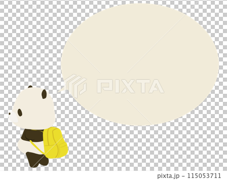 Panda carrying a backpack. With speech bubble 115053711