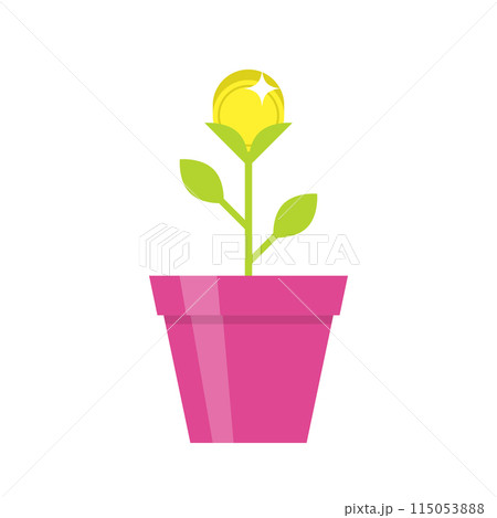 Gold coin flower pot icon Gold coin flower pot icon 115053888