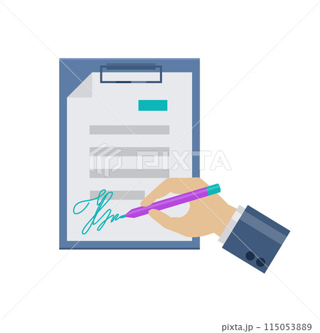 Flat document signing icon 115053889