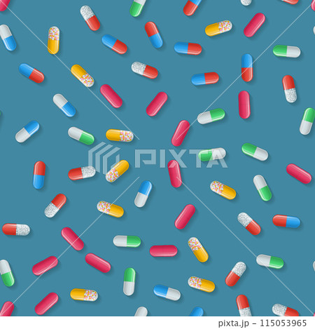 Vector seamless pattern with capsules. Vector seamless pattern with capsules. 115053965