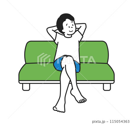 ソファでくつろぐ男性 ソファでくつろぐ男性 115054363