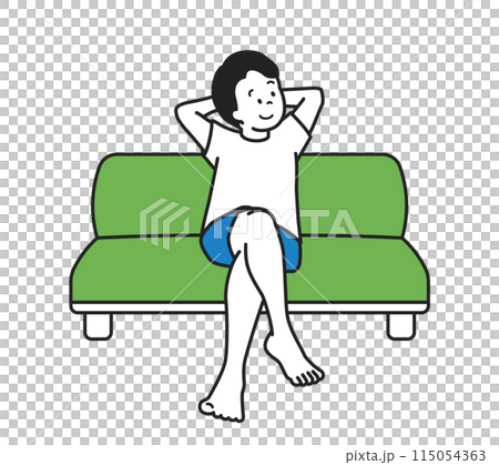 ソファでくつろぐ男性 ソファでくつろぐ男性 115054363