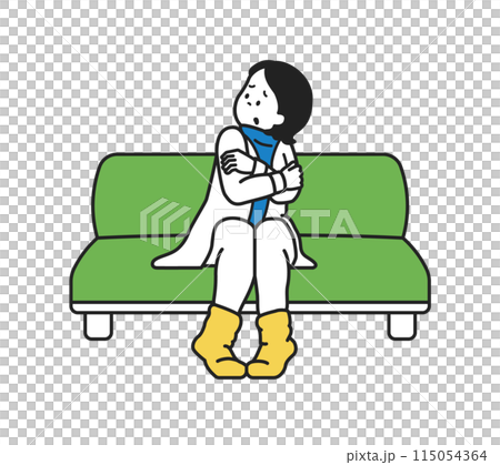 沙發上看起來很冷的女人 沙發上看起來很冷的女人 115054364