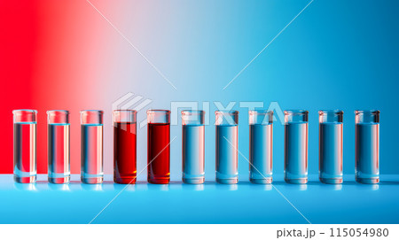 Medical test tubes with liquid and tests, research. 115054980