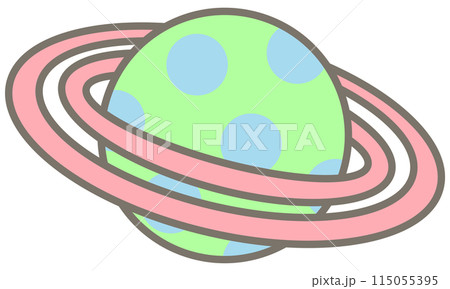 Kid hand drawn cute colorful planet and galaxy system cute sphere 115055395
