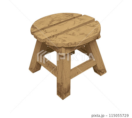 Wooden stool isolated Wooden stool isolated 115055729