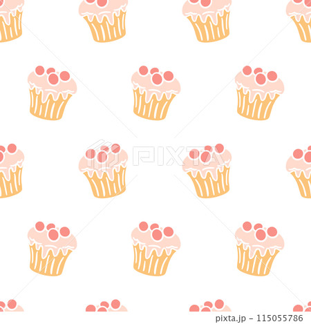 Bakery seamless pattern cupcake and muffin doodles Bakery seamless pattern cupcake and muffin doodles 115055786