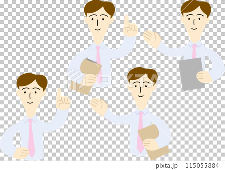 Illustration of a male office worker who guides customers 115055884