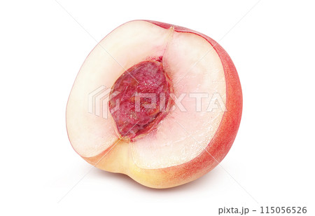 桃のイラスト 断面 リアル 白バック 115056526
