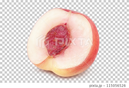 桃のイラスト 断面 リアル 白バック 115056526
