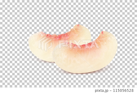 カットした桃のイラスト リアル 白バック 115056528