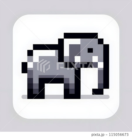 Grayscale Pixelated Elephant Illustrationのイラスト素材 [115056673] - PIXTA