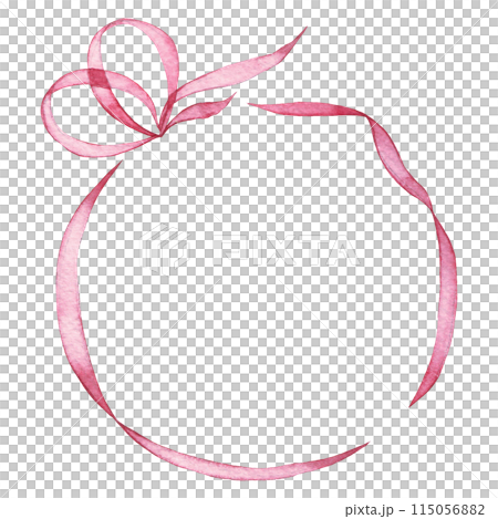round frame made of pink ribbon, watercolor...のイラスト素材 [115056882] - PIXTA