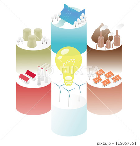 エネルギー、インフラのセットのアイソメイラストA エネルギー、インフラのセットのアイソメイラストA 115057351