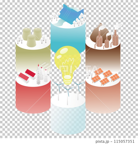 エネルギー、インフラのセットのアイソメイラストA エネルギー、インフラのセットのアイソメイラストA 115057351