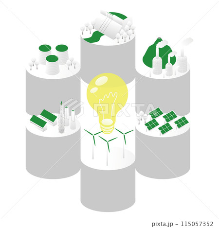 エネルギー、インフラのセットのアイソメイラストB 115057352