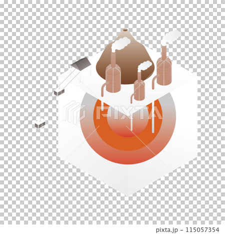 エネルギー（地熱発電）のアイソメイラスト 115057354