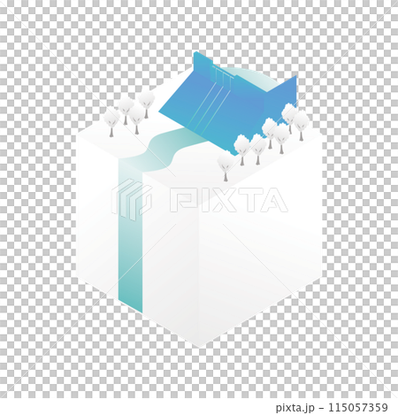 Isometric illustration of energy (hydroelectric power) Isometric illustration of energy (hydroelectric power) 115057359