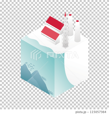 エネルギー（火力発電）のアイソメイラスト 115057364