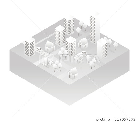 スマートシティのアイソメイラスト スマートシティのアイソメイラスト 115057375