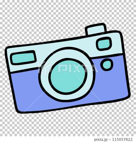 Hand drawn camera for trip, vacation, travel, journey, leisure, hobby, sticker, logo, icon, online shopping, spring, summer, autumn, winter, holiday, weekend, decoration, photography, print, activity 115057622