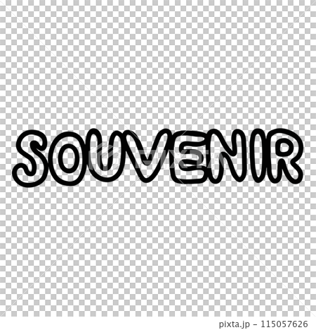 Hand drawn SOUVENIR letter outline for font, typography, calligraphy, campaign logo, badge, sticker, print, post card, gift shop, poster, icon, travel, trip, tour, vacation, holiday, colouring book 115057626