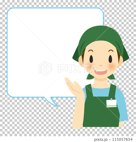 A woman explaining (with speech bubble) A woman explaining (with speech bubble) 115057654