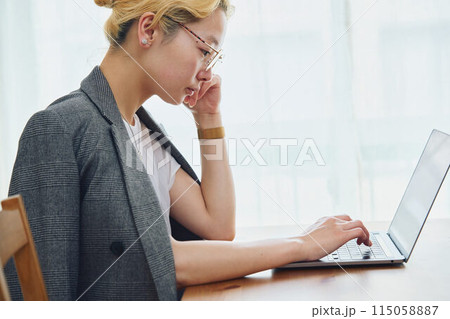 在宅ワークをする女性 在宅ワークをする女性 115058887