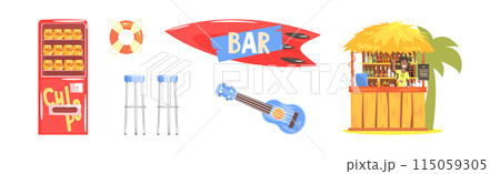 Hawaiian Tropical Bar Object and Item Vector Set 115059305