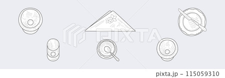 Restaurant Table Setting and Plating Items Vector Set 115059310
