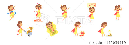 Lucky Woman Character Win Fortune Vector Set Lucky Woman Character Win Fortune Vector Set 115059419
