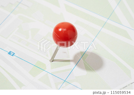 Street Map with red pin point. Map location concept 115059534