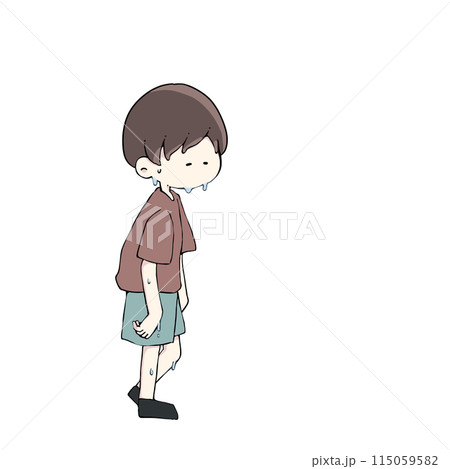 暑くて溶けそうな汗だくの男性 暑くて溶けそうな汗だくの男性 115059582