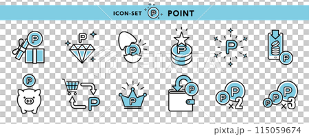 ポイントプレゼントやゴールドポイント、2倍・3倍ポイントアップなどポイント関係のアイコン 115059674