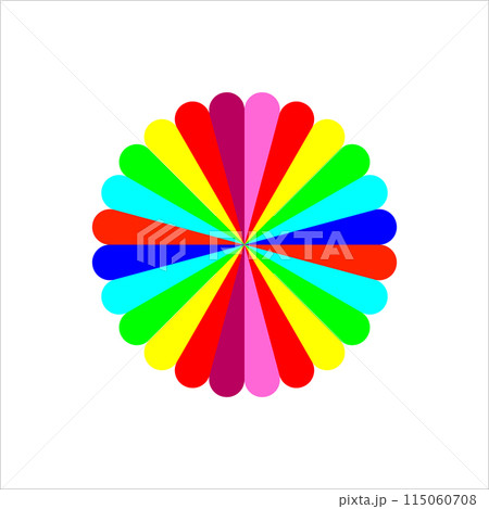 Colorful circle with different colors strips. Colour vector illustration and drawing on blank background. 115060708