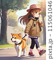 AIイラスト　少女と柴犬03 115061046