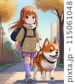 AIイラスト　少女と柴犬04 115061048