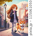 AIイラスト　少女と柴犬05 115061050
