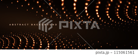 Golden vector abstract digital particle dot waves on black background. Golden vector abstract digital particle dot waves on black background. 115061561