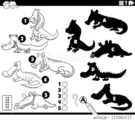finding shadows activity with cartoon crocodiles coloring page finding shadows activity with cartoon crocodiles coloring page 115062317