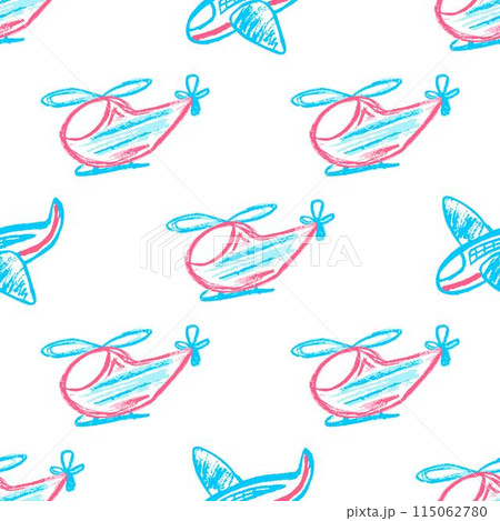 Seamless pattern. Children's drawings with wax crayons Seamless pattern. Children's drawings with wax crayons 115062780